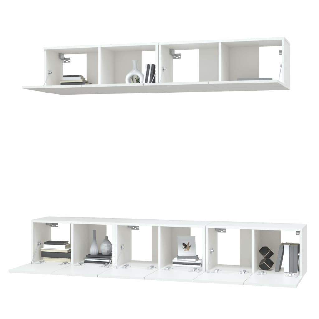 Set di Mobili Porta TV 5 pz Bianco in Legno Multistrato 3114422