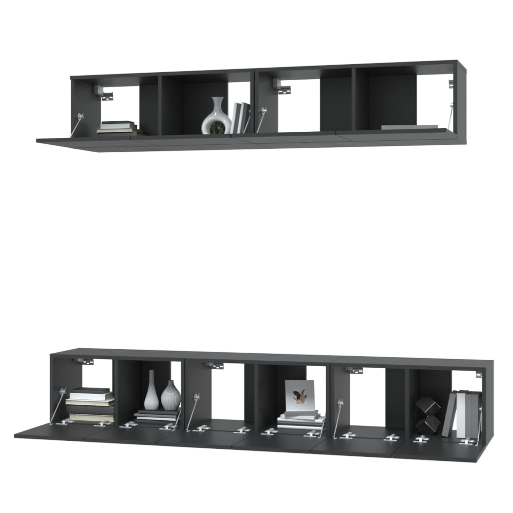 Set di Mobili Porta TV 5 pz Nero in Legno Multistrato