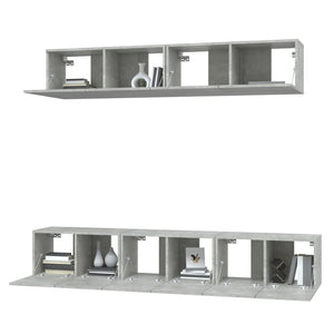 Set di Mobili Porta TV 5 pz Grigio Cemento in Legno Multistrato 3114425