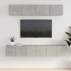 Set di Mobili Porta TV 5 pz Grigio Cemento in Legno Multistrato 3114425