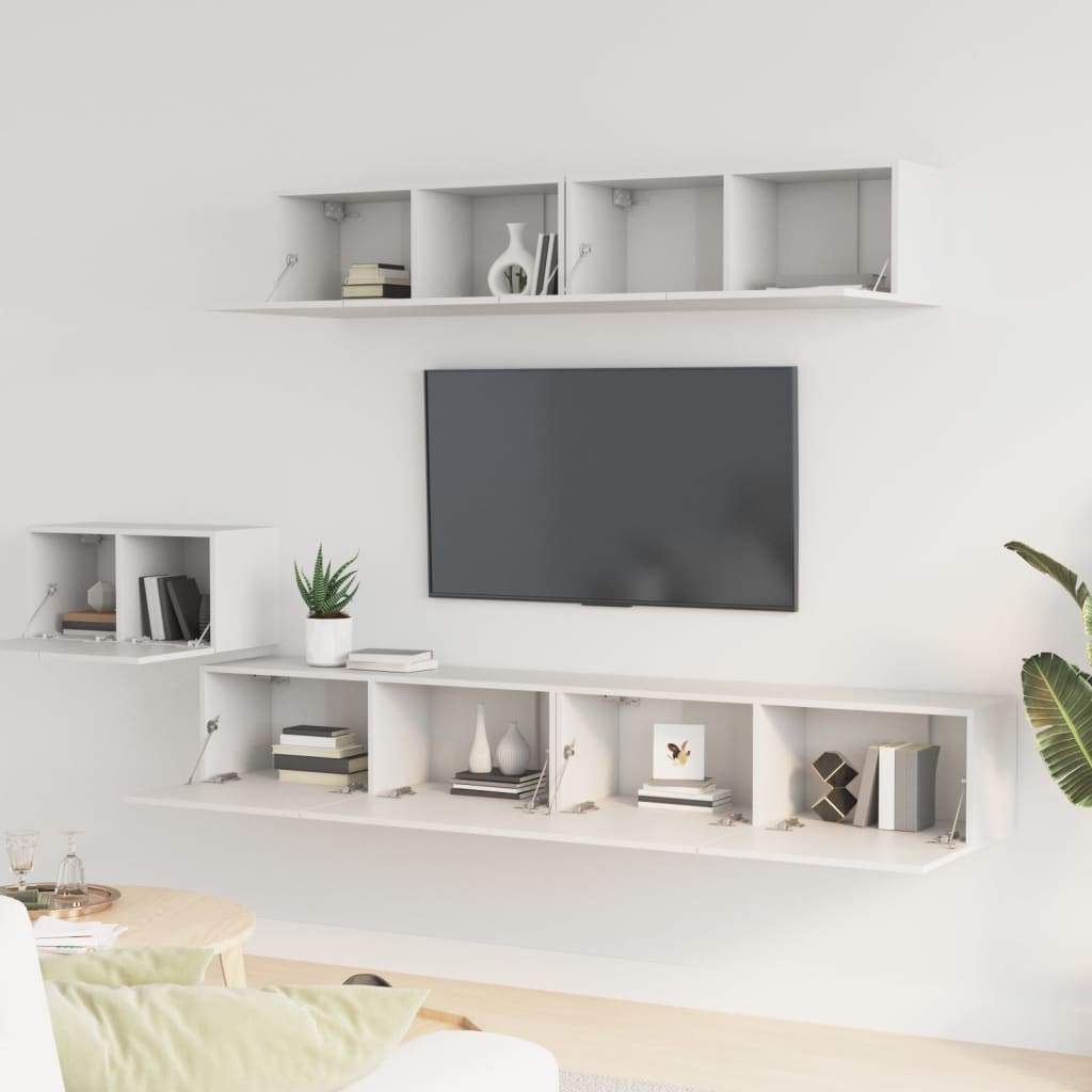 Set di Mobili Porta TV 5 pz Bianco in Legno Multistrato 3114430