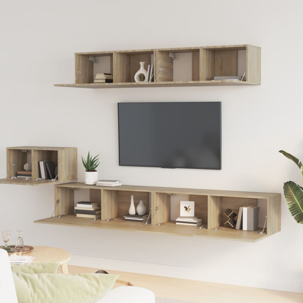 Set di Mobili Porta TV 5 pz Rovere Sonoma in Legno Multistrato 3114432