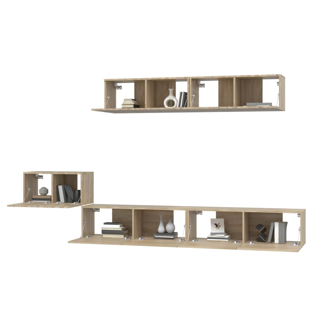 Set di Mobili Porta TV 5 pz Rovere Sonoma in Legno Multistrato 3114432