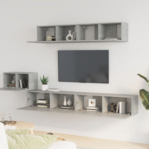 Set di Mobili Porta TV 5 pz Grigio Cemento in Legno Multistrato cod mxl 69356