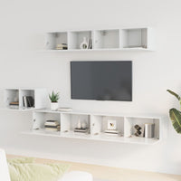 Set di Mobili Porta TV 5 pz Bianco Lucido in Legno Multistrato 3114434