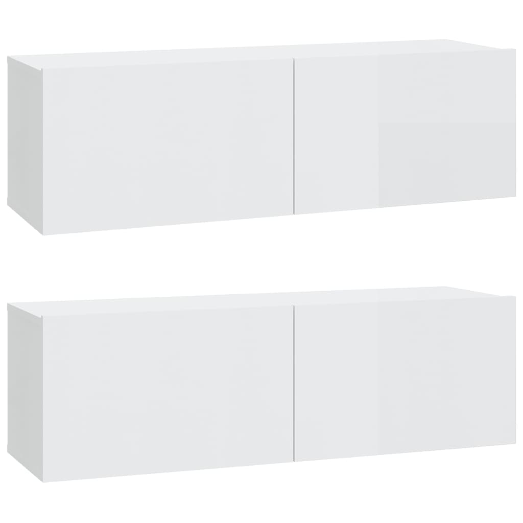 Set di Mobili Porta TV 5 pz Bianco Lucido in Legno Multistrato 3114434