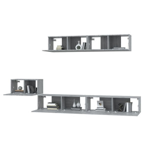 Set di Mobili Porta TV 5 pz Grigio Sonoma in Legno Multistrato cod mxl 20230