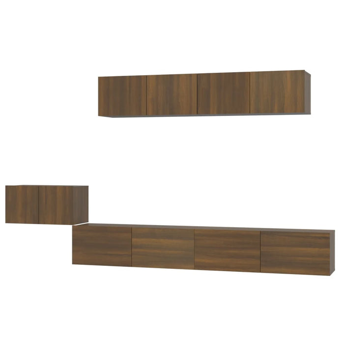 Set Mobili Porta TV 5 pz Rovere Marrone in Legno Multistrato 3114437