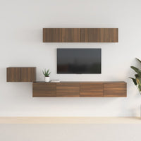 Set Mobili Porta TV 5 pz Rovere Marrone in Legno Multistrato cod mxl 22746