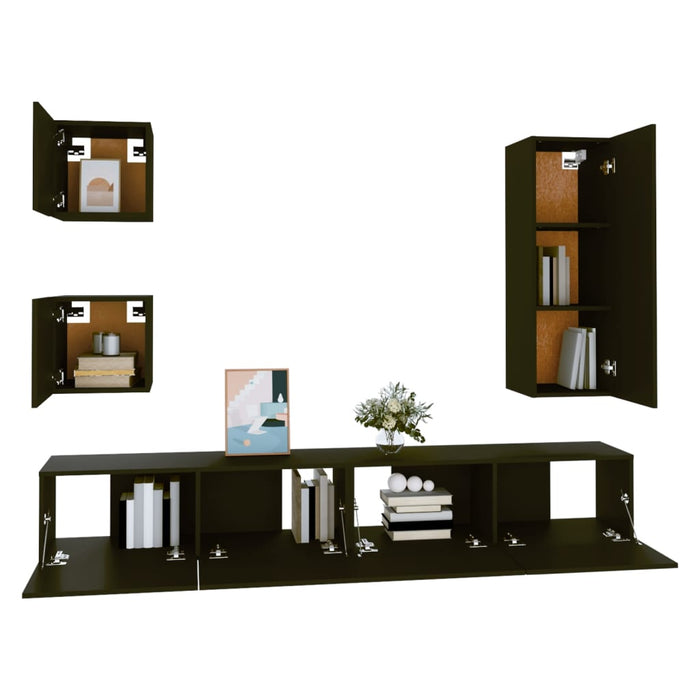 Set di Mobili Porta TV 5 pz Nero in Legno Multistrato 3114439