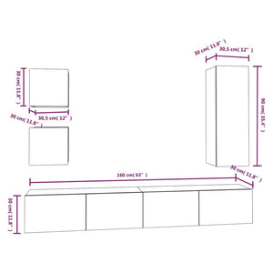 Set di Mobili Porta TV 5 pz Nero in Legno Multistrato 3114439