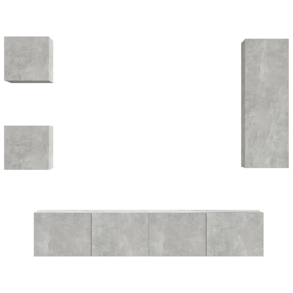 Set di Mobili Porta TV 5 pz Grigio Cemento in Legno Multistrato 3114441