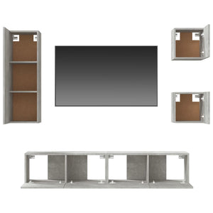 Set di Mobili Porta TV 5 pz Grigio Cemento in Legno Multistrato cod mxl 69272