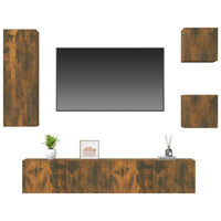 Set di Mobili Porta TV 5 pz Rovere Fumo in Legno Multistrato 3114443