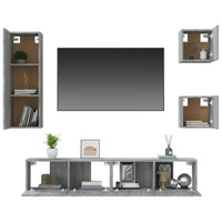 Set di Mobili Porta TV 5 pz Grigio Sonoma in Legno Multistrato cod mxl 20202