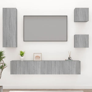 Set di Mobili Porta TV 5 pz Grigio Sonoma in Legno Multistrato cod mxl 20202