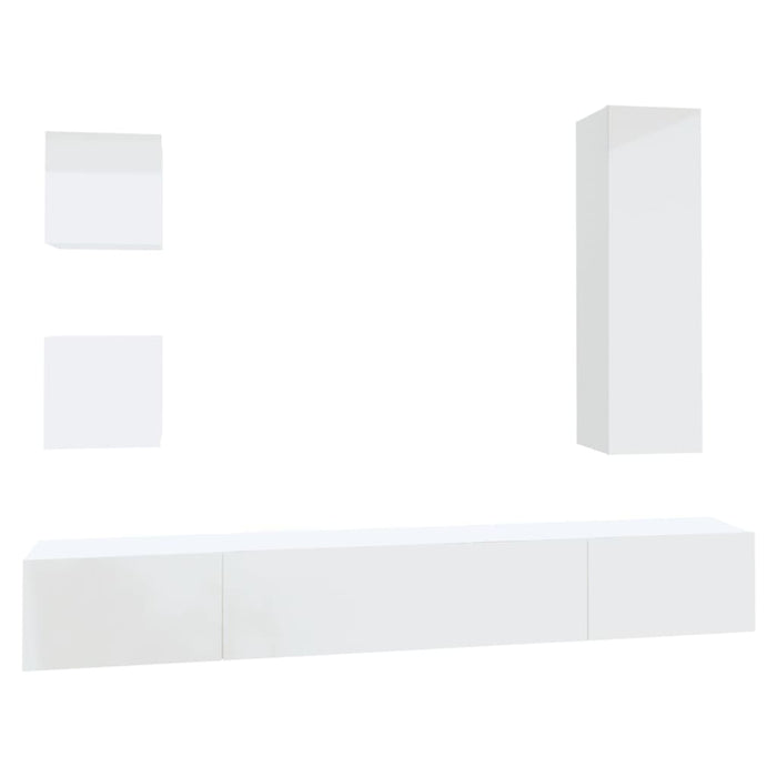 Set di Mobili Porta TV 5 pz Bianco Lucido in Legno Multistrato 3114450