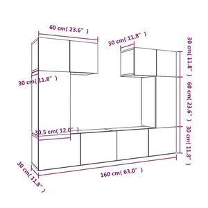 Set Mobili Porta TV 6 pz Nero in Legno Multistrato cod mxl 6803