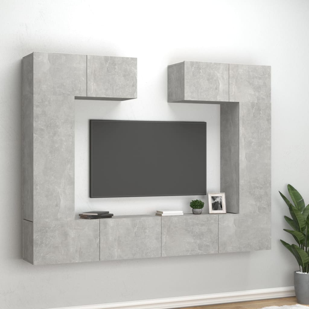 Set di Mobili Porta TV 6 pz Grigio Cemento in Legno Multistrato 3114465