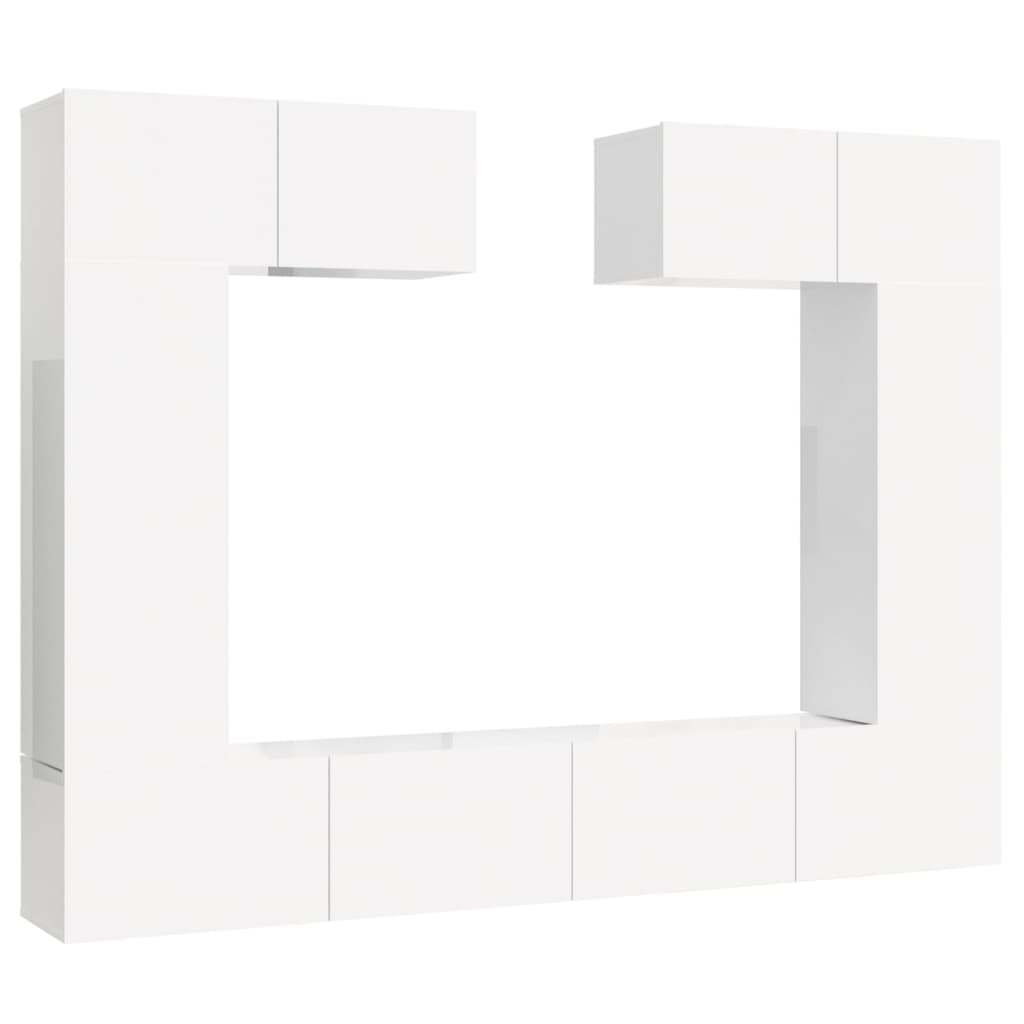 Set di Mobili Porta TV 6 pz Bianco Lucido in Legno Multistrato 3114466