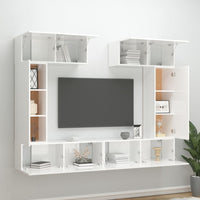 Set di Mobili Porta TV 6 pz Bianco Lucido in Legno Multistrato 3114466