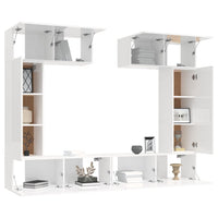 Set di Mobili Porta TV 6 pz Bianco Lucido in Legno Multistrato 3114466