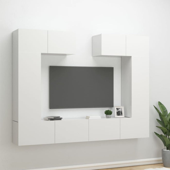 Set di Mobili Porta TV 6 pz Bianco Lucido in Legno Multistratocod mxl 121517