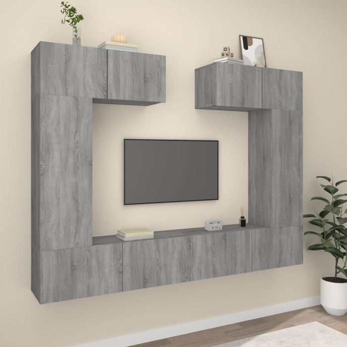 Set di Mobili Porta TV 6 pz Grigio Sonoma in Legno Multistrato cod mxl 20229