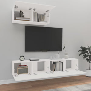 Set Mobili Porta TV 3 pz Bianco in Legno Multistrato cod mxl 15257