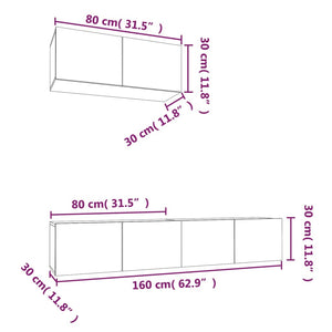 Set Mobili Porta TV 3 pz Bianco in Legno Multistrato cod mxl 15257