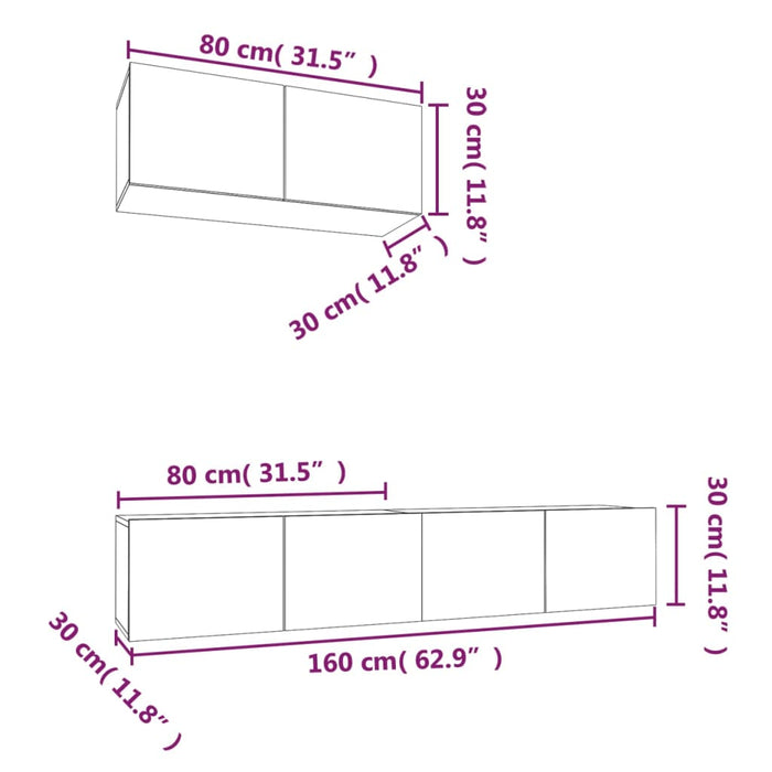 Set Mobili Porta TV 3 pz Bianco in Legno Multistrato cod mxl 15257