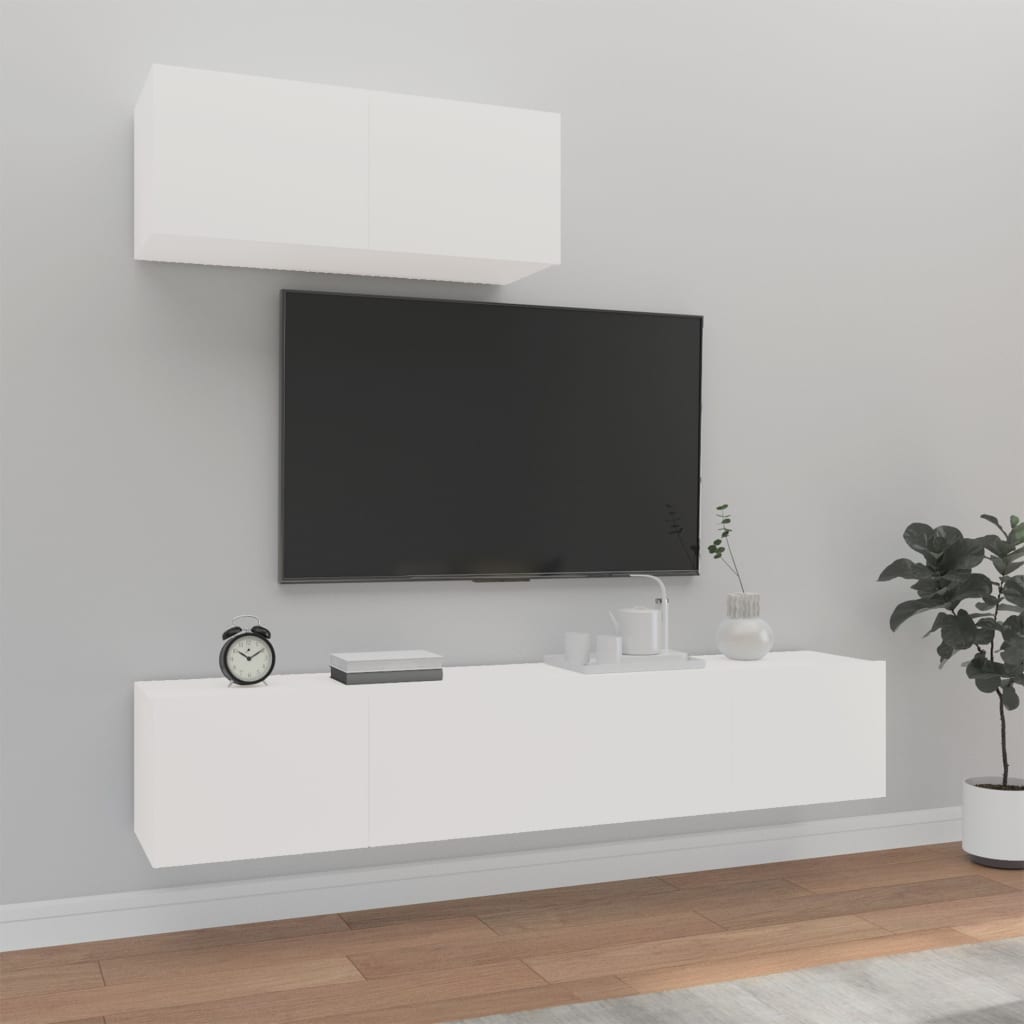 Set Mobili Porta TV 3 pz Bianco in Legno Multistrato cod mxl 15257