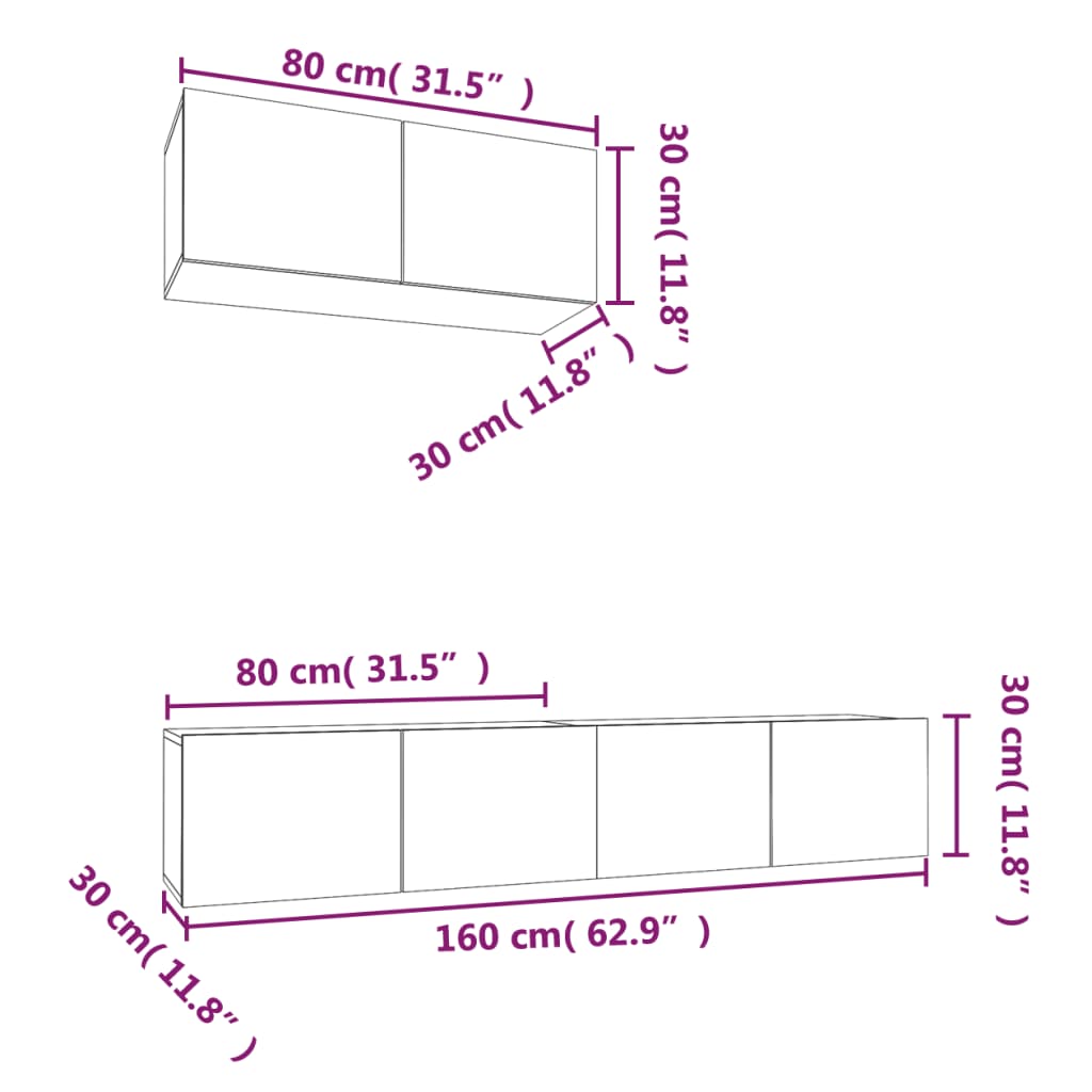 Set di Mobili Porta TV 3 pz Rovere Sonoma in Legno Multistrato cod mxl 11923