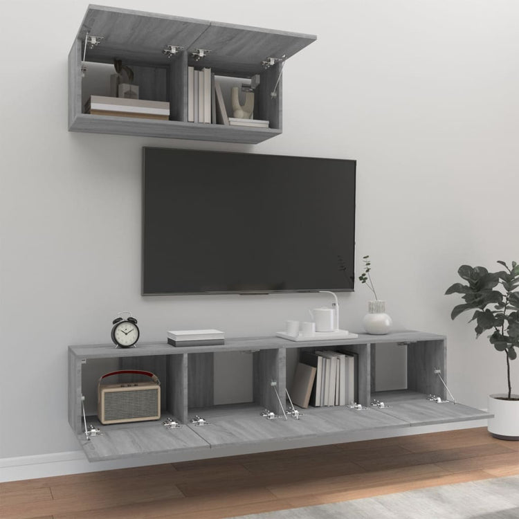 Set Mobili Porta TV 3 pz Grigio Sonoma in Legno Multistrato cod mxl 20261