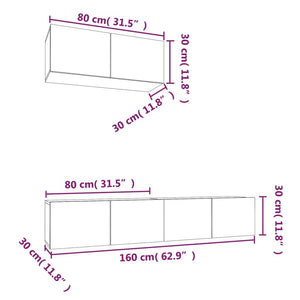 Set Mobili Porta TV 3 pz Rovere Marrone in Legno Multistrato cod mxl 9037