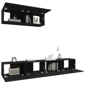 Set Mobili Porta TV 3 pz Nero in Legno Multistrato 3114479