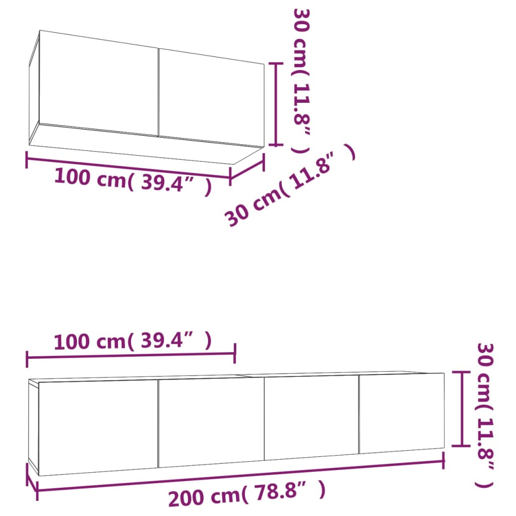 Set Mobili Porta TV 3 pz Nero in Legno Multistrato 3114479