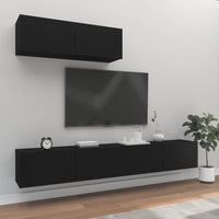 Set Mobili Porta TV 3 pz Nero in Legno Multistrato 3114479