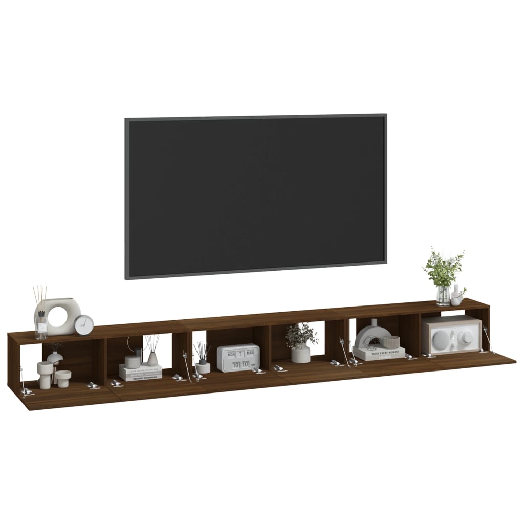 Set Mobili Porta TV 3 pz Rovere Marrone in Legno Multistrato 3114485