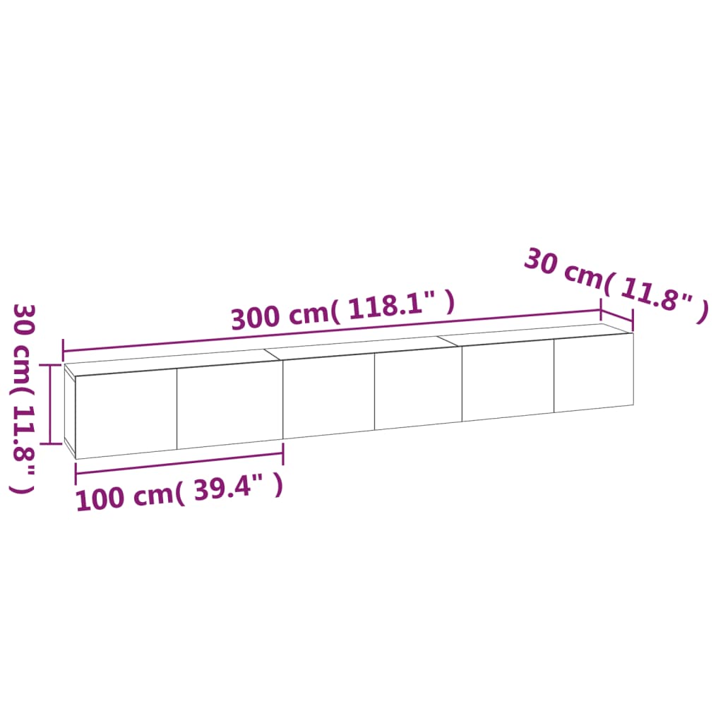 Set Mobili Porta TV 3 pz Rovere Marrone in Legno Multistrato 3114485