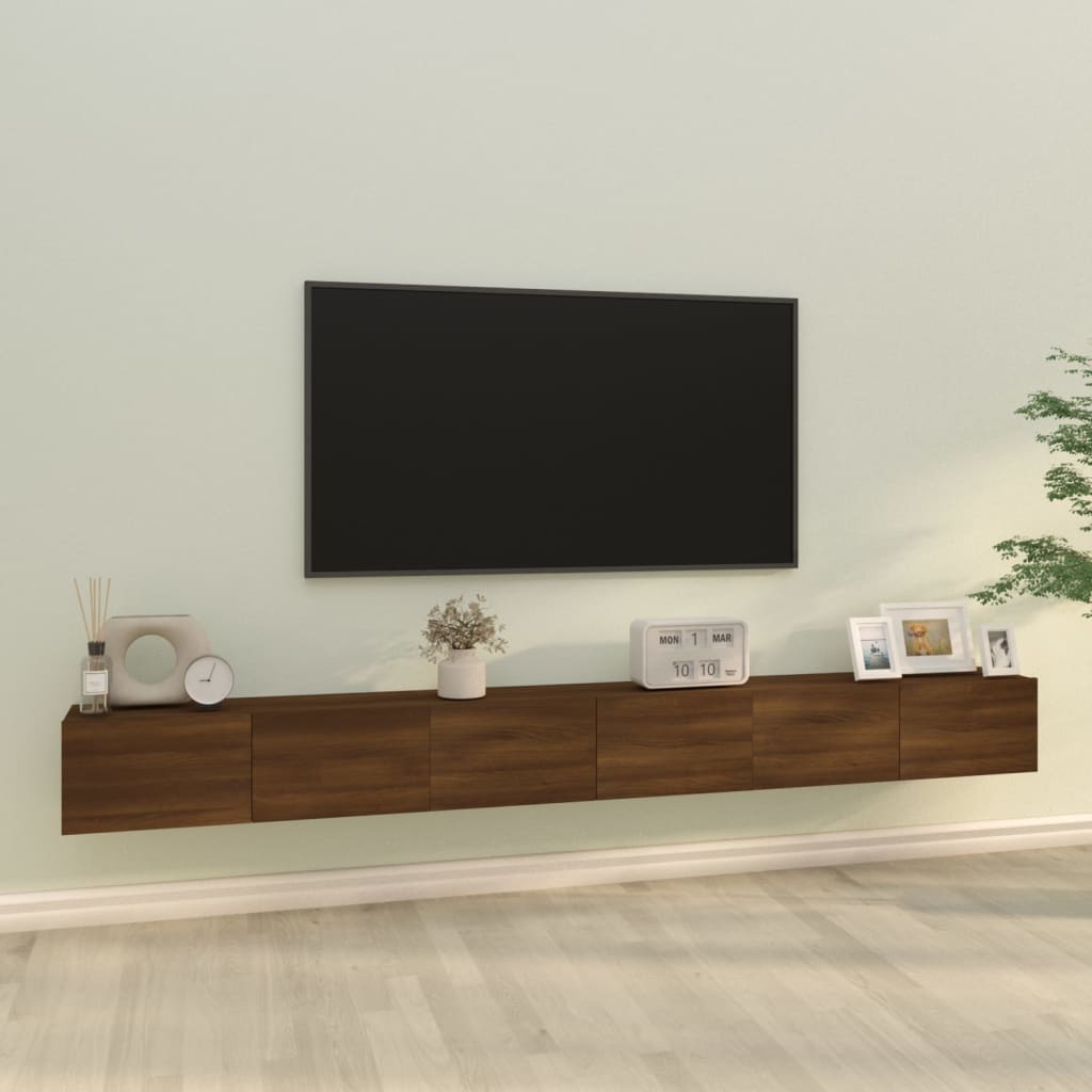 Set Mobili Porta TV 3 pz Rovere Marrone in Legno Multistrato 3114485