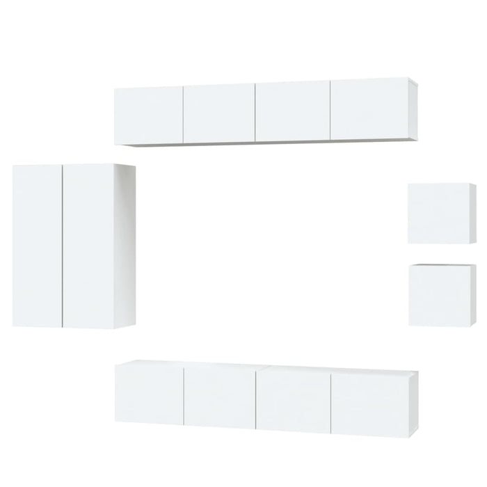 Set Mobili Porta TV 8pz Bianco in Legno Multistrato cod mxl 14696