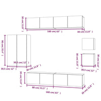 Set Mobili Porta TV 8pz Bianco in Legno Multistrato cod mxl 14696