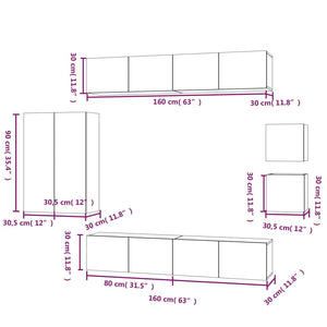 Set Mobili Porta TV 8pz Bianco in Legno Multistrato cod mxl 14696