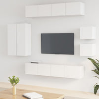 Set Mobili Porta TV 8pz Bianco in Legno Multistrato cod mxl 14696