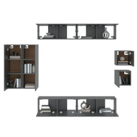 Set Mobili Porta TV 8pz Nero in Legno Multistrato 3114487