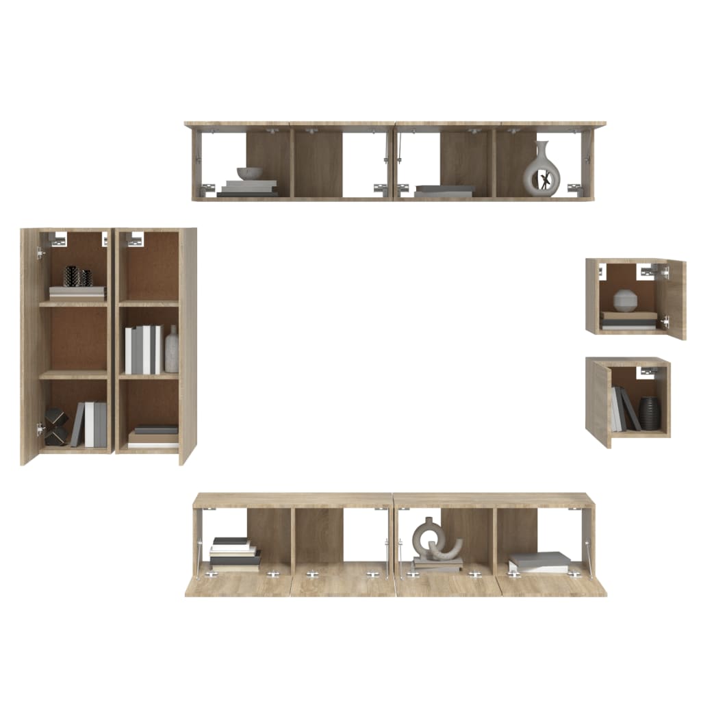 Set Mobili Porta TV 8pz Rovere Sonoma in Legno Multistrato cod mxl 11920