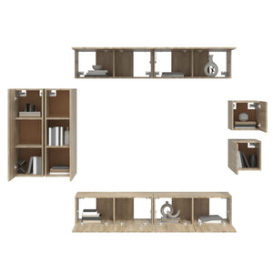 Set Mobili Porta TV 8pz Rovere Sonoma in Legno Multistrato cod mxl 11920