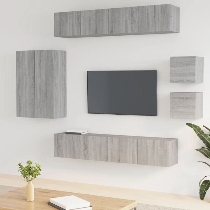 Set Mobili Porta TV 8pz Grigio Sonoma in Legno Multistrato cod mxl 20239