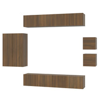 Set Mobili Porta TV 8pz Rovere Marrone in Legno Multistrato cod mxl 9016